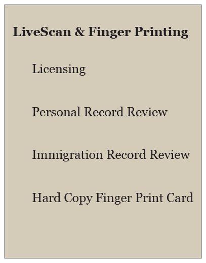 Live Scan and Finger Printing Service